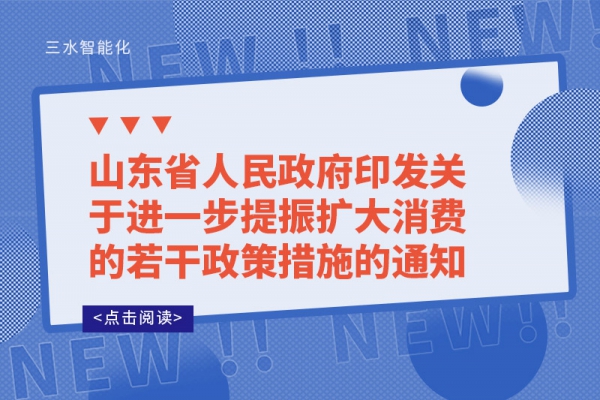 山东省人民政府印发关于进一步提振扩大消费的若干政策措施的通知